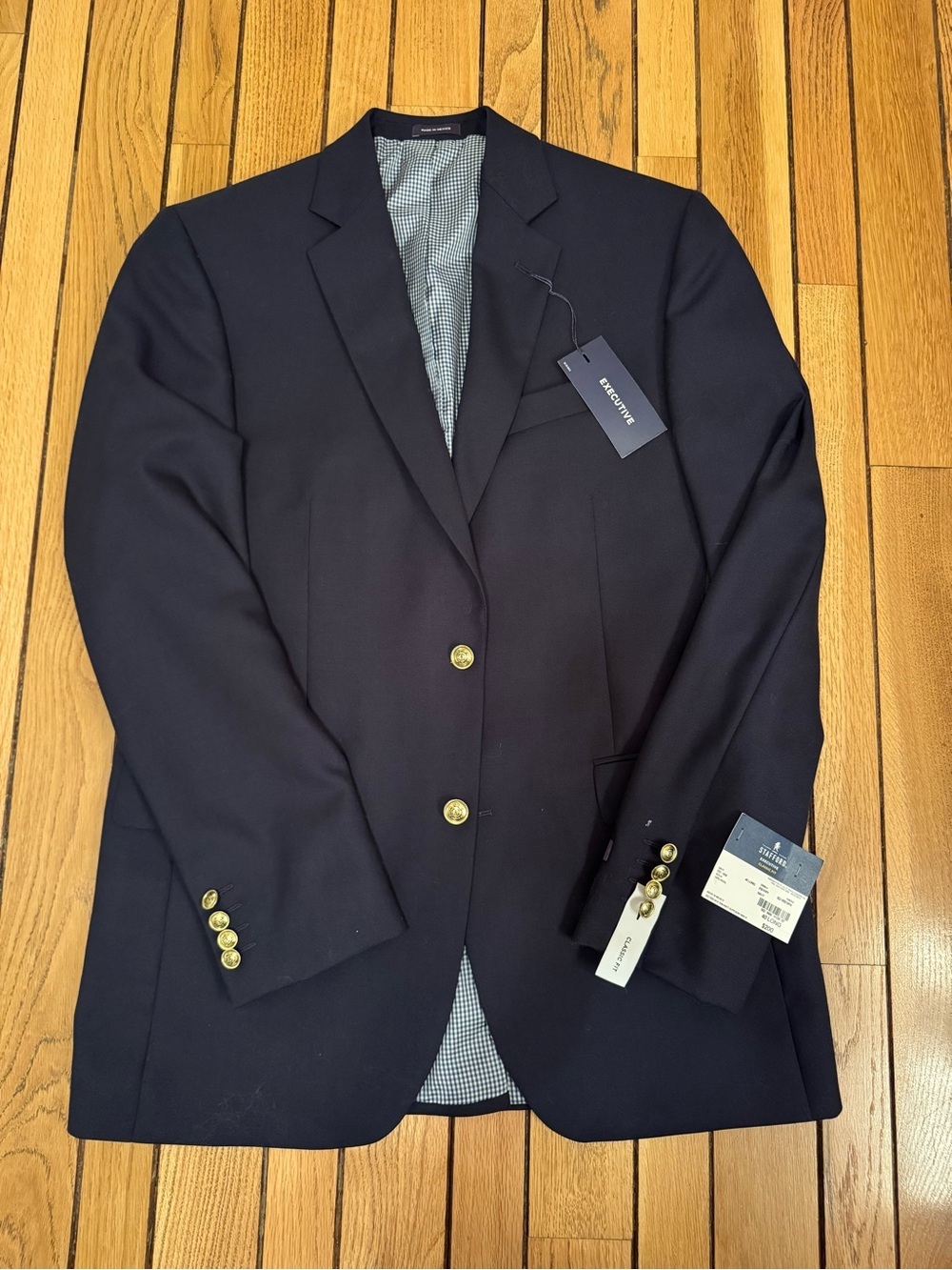Stafford Navy Blazer with Gold Buttons - Picture 4 of 12